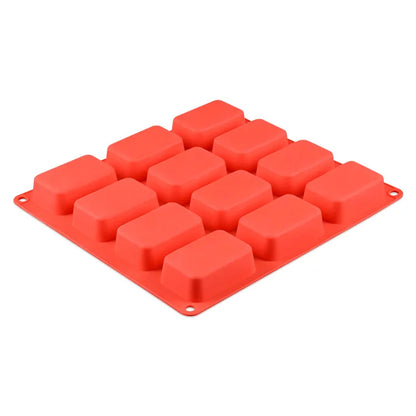 12 Cavity Large Rectangle Loaf Silicone Mould Handmade Soap Bath Bombs Candle Wax