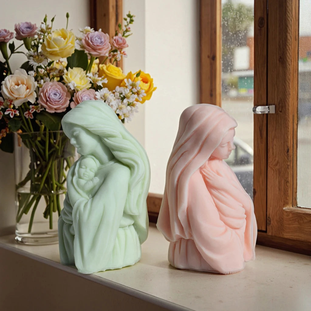 3D Mother and Baby Jesus Silicone Mould for Christmas Nativity Candle Making