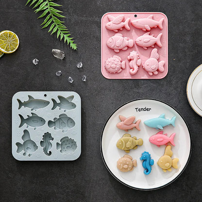 7 Cavity Marine Animal Silicone Mold Cake Decoration Jelly Ice Cube & DIY Crafts