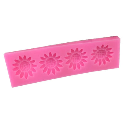 4 Cavity Daisy Flower Silicone Mold Candy Cake Decoration Sugarcraft Soap Candle
