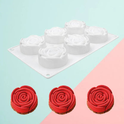 6 Cavity 3D Rose Flower Silicone Mould Chocolate Jelly Pudding Ice Cream & Frozen Desserts