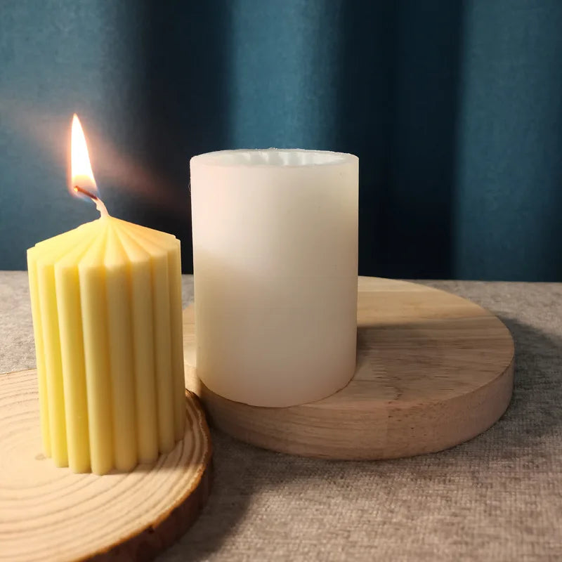 3D SMALL Ribbed Pillar Candle Silicone Mould for DIY Candle Making and Decorative Home Decor