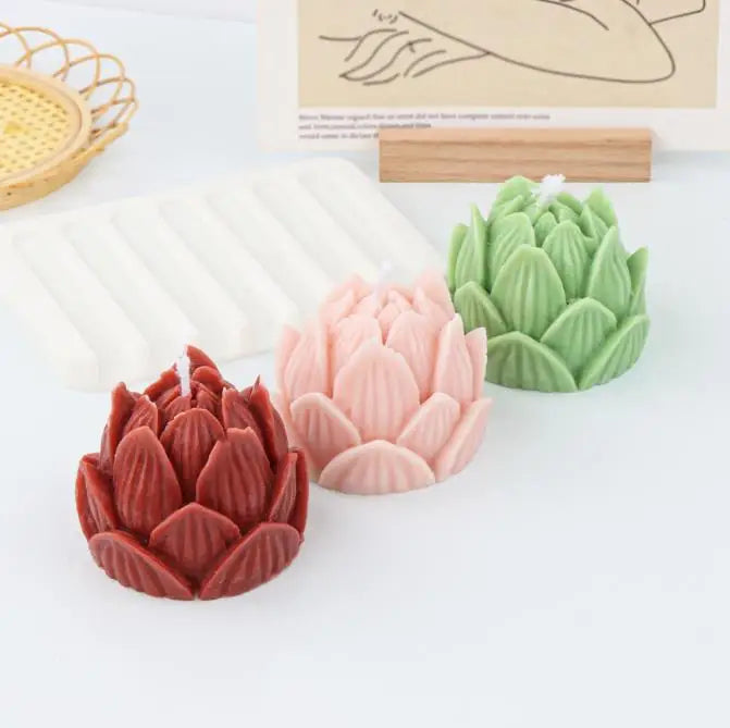 3D Lotus Flower Silicone Candle Mold DIY Wax Soap Resin & Home Decor