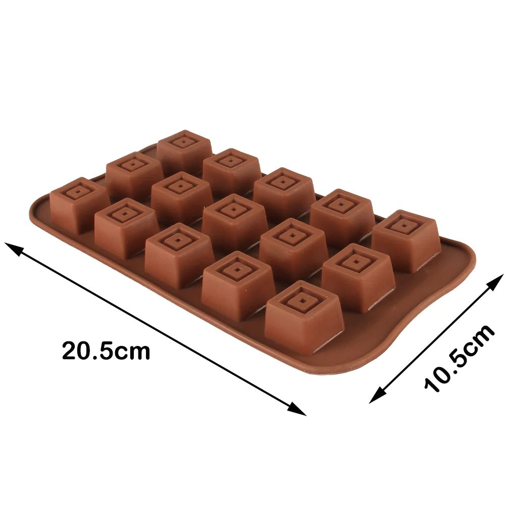 15 Cavity Square Chocolate Silicone Mold for Candy Chocolate Mousse Cake Decoration & Dessert Making