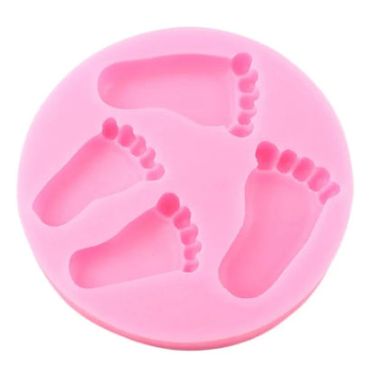 4 Cavity Baby Footprint Silicone Mold for Fondant Chocolate Cake Decoration Soap