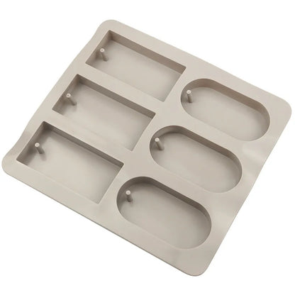 6 Cavity Silicone Mould for Rectangle and Oval Wax Sachets Soap Bars and DIY Craft Projects
