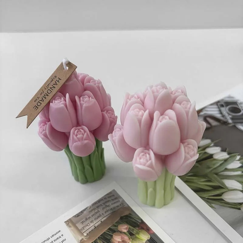 3D Tulip Bouquet Candle Silicone Mold DIY Candle Making Floral Decor & Handmade Gifts