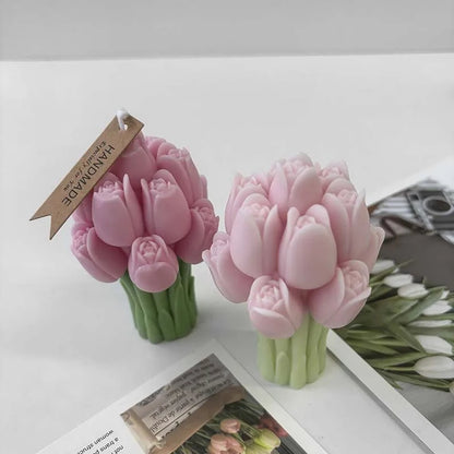 3D Tulip Bouquet Candle Silicone Mold DIY Candle Making Floral Decor & Handmade Gifts