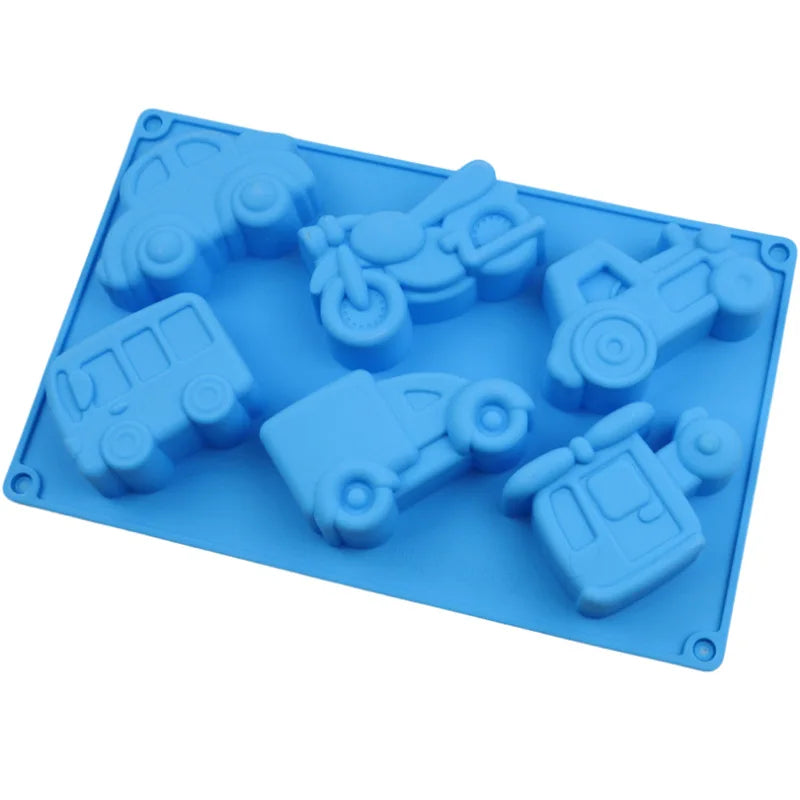 6 Cavity Vehicle Silicone Mold Mould for Chocolate Candy Fondant Cake Decoration Soap