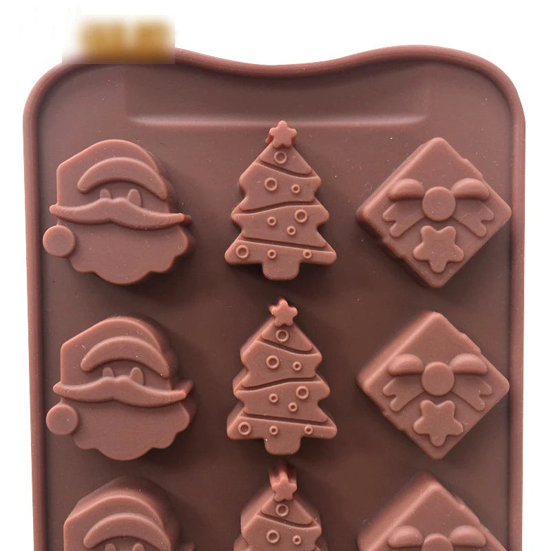 15 cavity Christmas Silicone Chocolate Mould Tray for Santa Hat Christmas Tree Candy Making