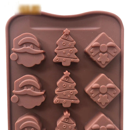 15 cavity Christmas Silicone Chocolate Mould Tray for Santa Hat Christmas Tree Candy Making