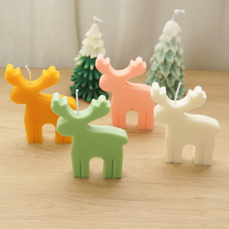 3D Reindeer Silicone Candle Mould for Christmas Decorations DIY Wax Candles Soap