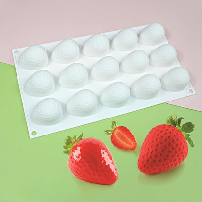 15 Cavity 3D Strawberry Shape Silicone Mould Chocolate Jelly Pudding Ice Cream