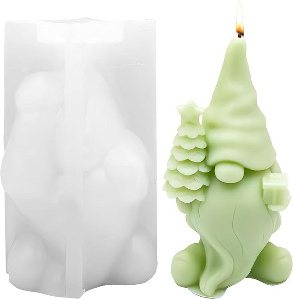 3D Christmas Gnome Tree Silicone Candle Mould for DIY Holiday Decorations