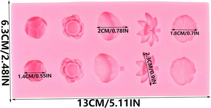 10 Cavity Floral Silicone Candle Mold DIY Wax Soap Resin Décor & Crafts
