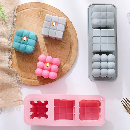 3D Bubble & Square Silicone Candle Mold DIY Soap Candle Cake