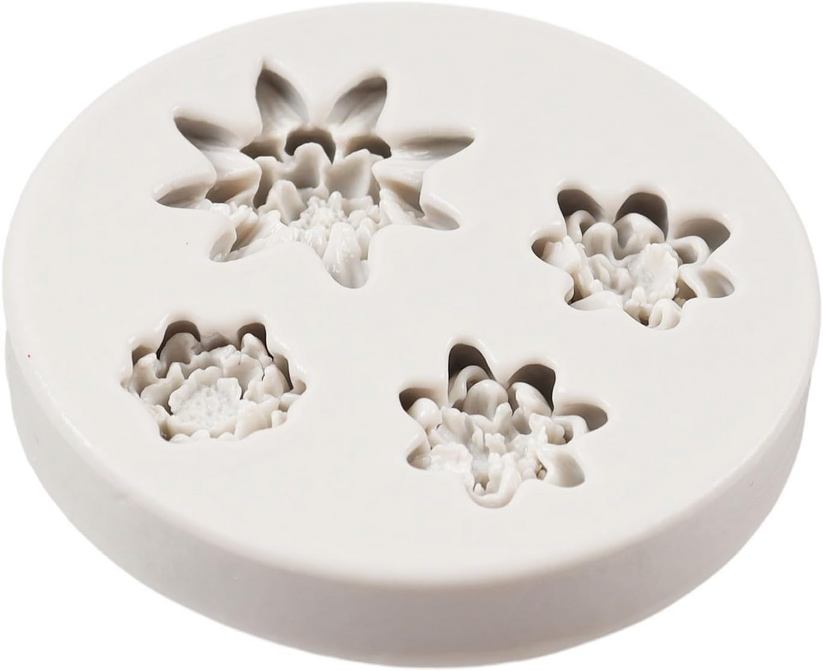 4 Cavity 3D Flower Silicone Mold DIY Wax Soap Resin Plaster & Craft Décor