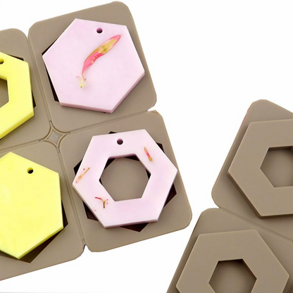 4 Cavity Hexagon Silicone Mould for Resin Art Pendant Making Wax Sachets Jewellery