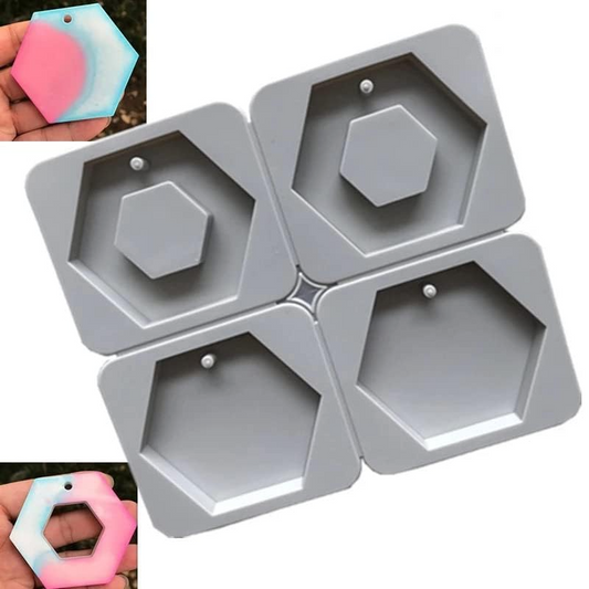4 Cavity Hexagon Silicone Mould for Resin Art Pendant Making Wax Sachets Jewellery