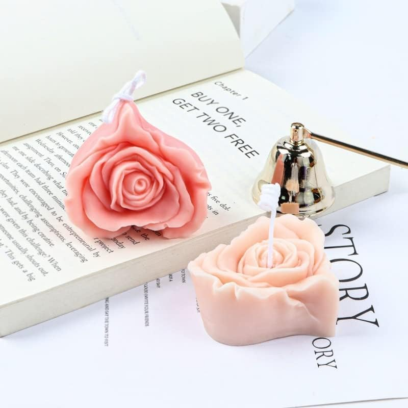 Rose in Heart Shape Silicone Candle Mould Scented Candles Aroma Candles, DIY Crafts