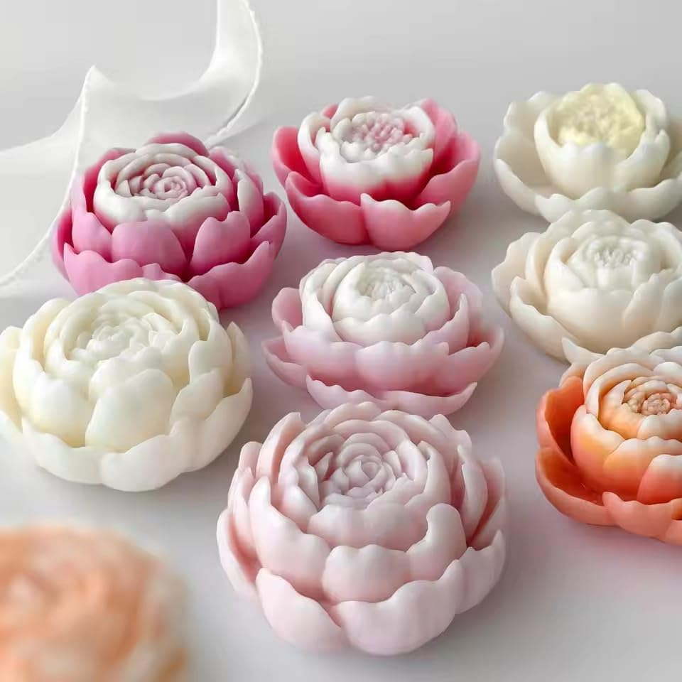 3D Peony Flower Silicone Candle Mold for Soap Home Decor Wedding Decorations & Gifts