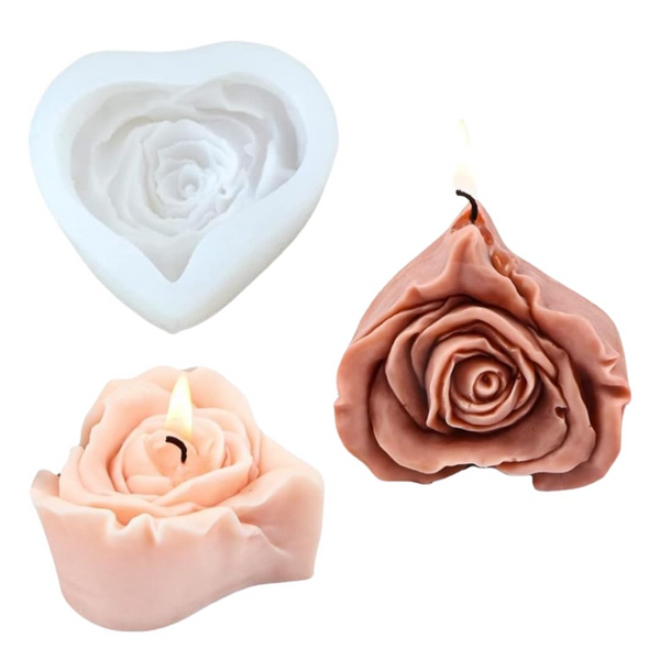 Rose in Heart Shape Silicone Candle Mould Scented Candles Aroma Candles, DIY Crafts