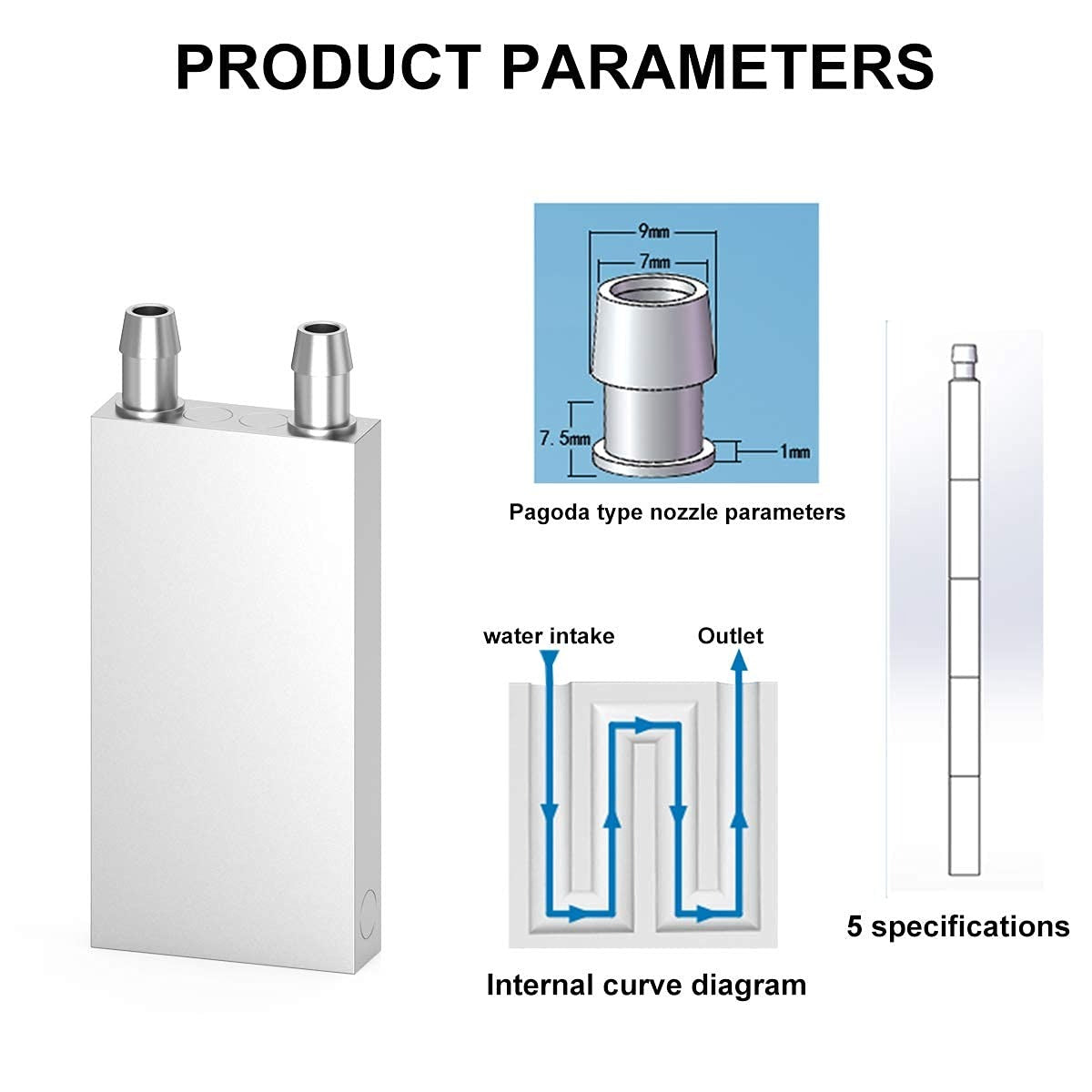 Peltier Aluminum Water Cooling Block 40x80x12mm Liquid Water Cooler Heat Sink System Waterblock for CPU Graphics Radiator GPU