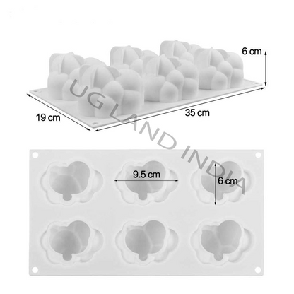 6 Cavity 3D Cloud Shape Silicone Cake Mould Pudding Chocolate Soap Lotion Bar
