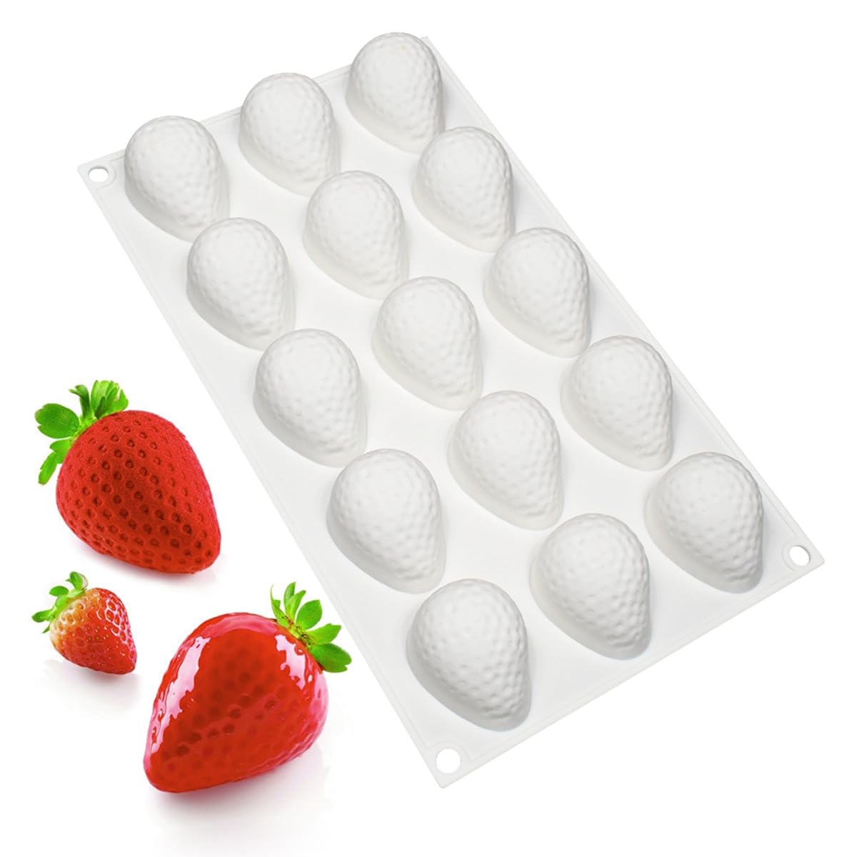 15 Cavity 3D Strawberry Shape Silicone Mould Chocolate Jelly Pudding Ice Cream