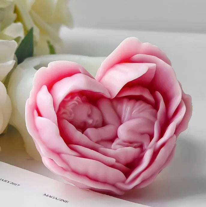 3D Heart Baby Rose Silicone Candle Mold DIY Scented Candles Decorative Gifts & Home Décor