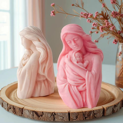 3D Mother and Baby Jesus Silicone Mould for Christmas Nativity Candle Making