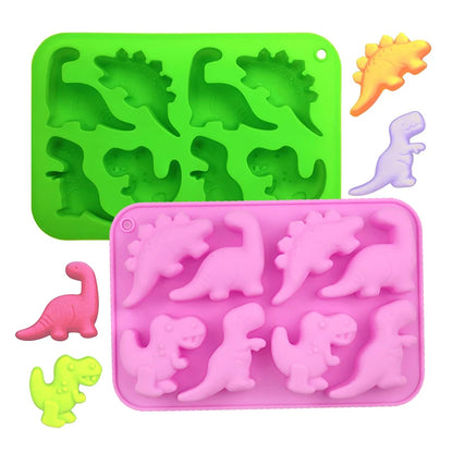 8 Cavity Dinosaur Silicone Mold Jelly Cupcake Toppers Cake Decoration Soap