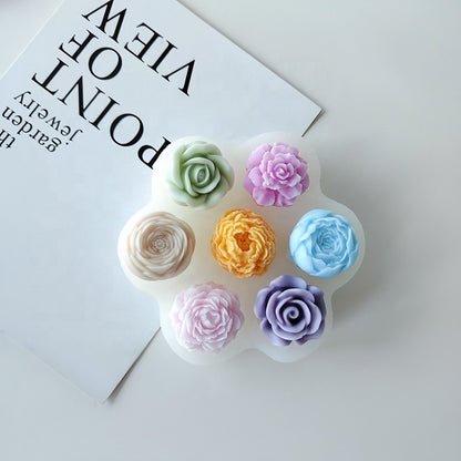 7 Cavity 3D Rose Flower Silicone Mould for Candle Making Soap Making Resin Art
