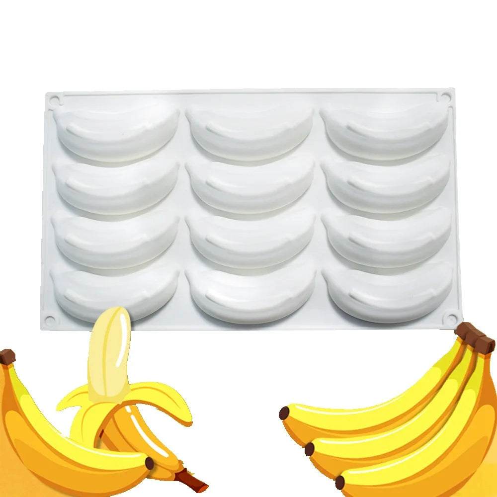 12 Cavity Banana Silicone Mould Desserts Jelly Candy Ice Cream