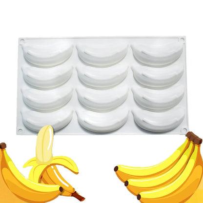 12 Cavity Banana Silicone Mould Desserts Jelly Candy Ice Cream