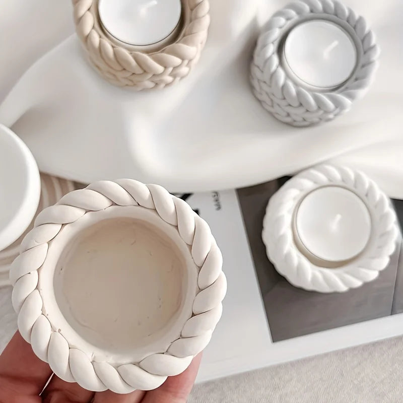 Rope Candle Holder Silicone Mold for Plaster Resin Epoxy Cement Jesmonite