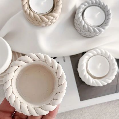 Rope Candle Holder Silicone Mold for Plaster Resin Epoxy Cement Jesmonite