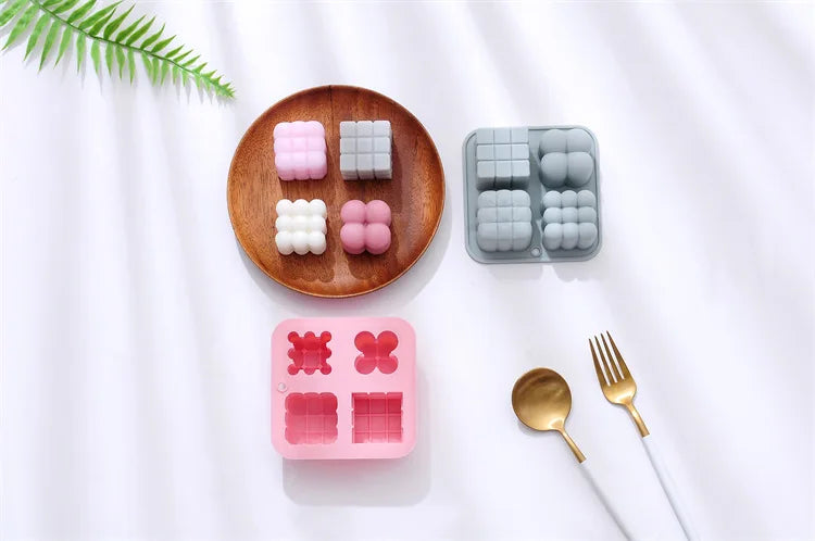4 Cavity 3D Multi-Shape Silicone Candle Mold  DIY Candles Soap & Crafts