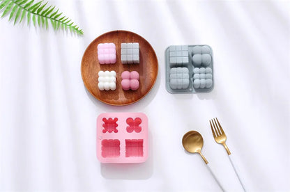 4 Cavity 3D Multi-Shape Silicone Candle Mold  DIY Candles Soap & Crafts