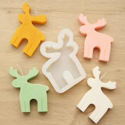 3D Reindeer Silicone Candle Mould for Christmas Decorations DIY Wax Candles Soap