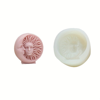 Sun and Moon Face Silicone Mold for Candle Making Soap Resin Art Wax and DIY Crafts