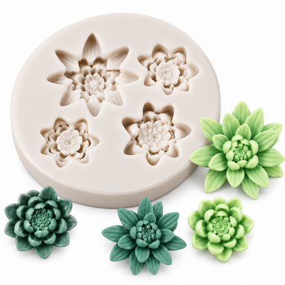 4 Cavity 3D Flower Silicone Mold DIY Wax Soap Resin Plaster & Craft Décor
