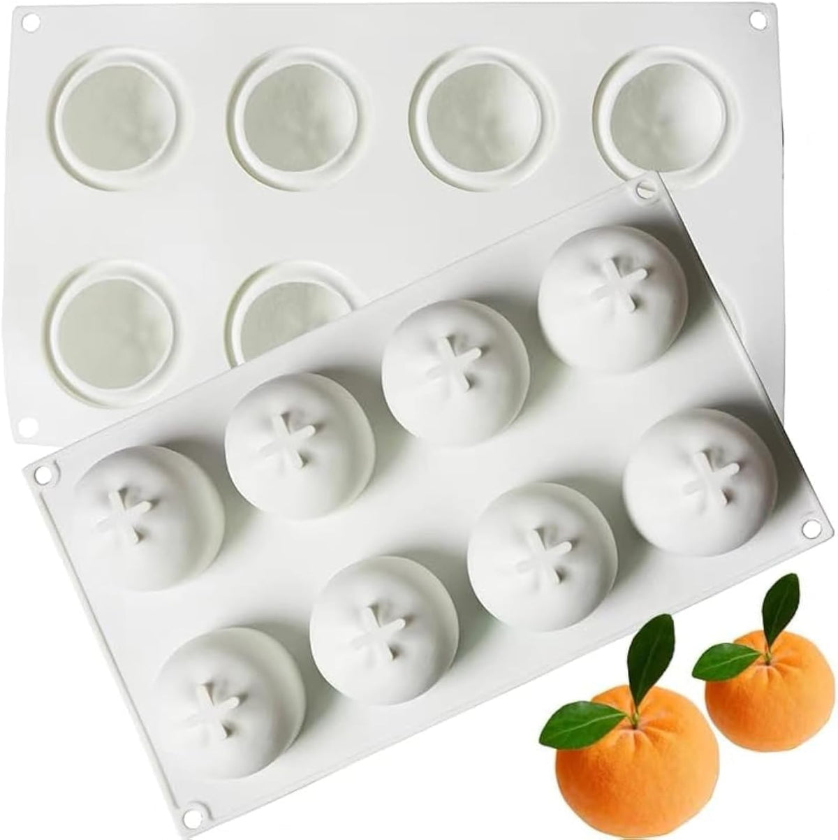 8 Cavity 3D Orange Shape Silicone Mould Chocolate Fruit Dessert Pudding Jelly & Ice Cream
