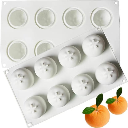 8 Cavity 3D Orange Shape Silicone Mould Chocolate Fruit Dessert Pudding Jelly & Ice Cream