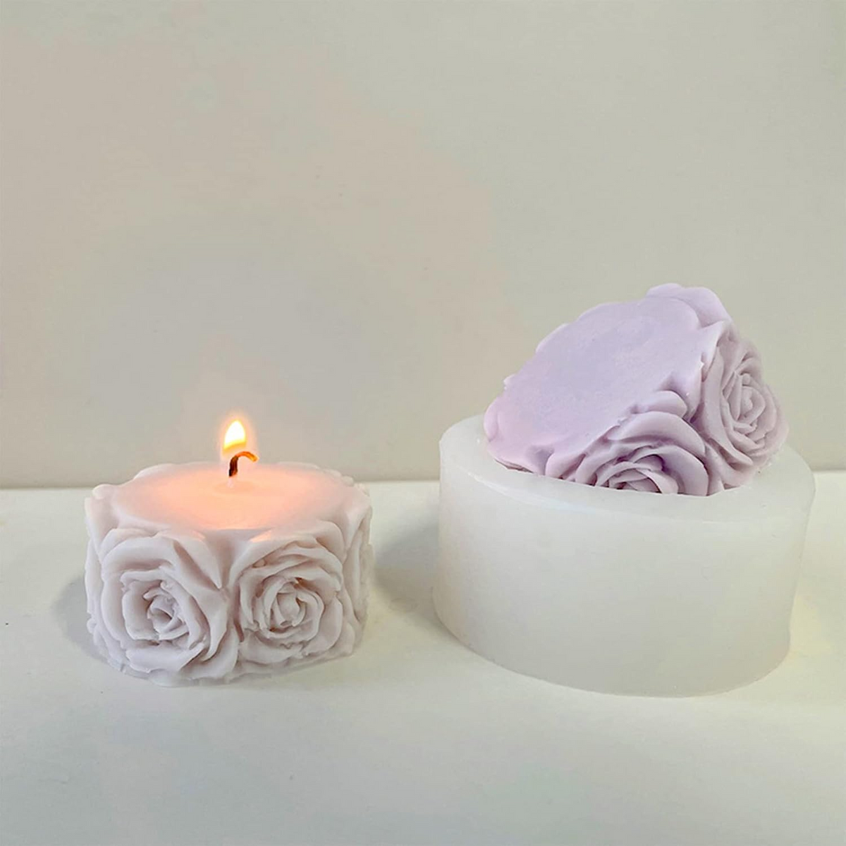 3D Rose Flower Silicone Candle Mould for DIY Wax Candles Floral Soap Resin