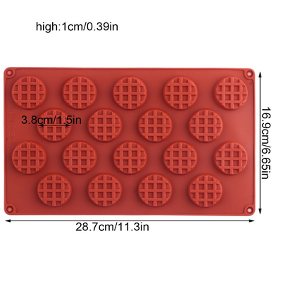 18 Cavity Round Mini Waffle Silicone Mold for Chocolate Cookies and Desserts