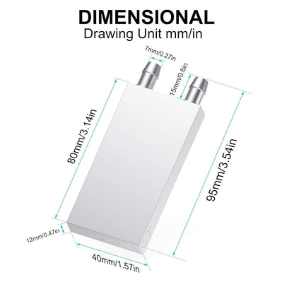 Peltier Aluminum Water Cooling Block 40x80x12mm Liquid Water Cooler Heat Sink System Waterblock for CPU Graphics Radiator GPU