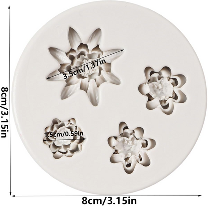 4 Cavity 3D Flower Silicone Mold DIY Wax Soap Resin Plaster & Craft Décor