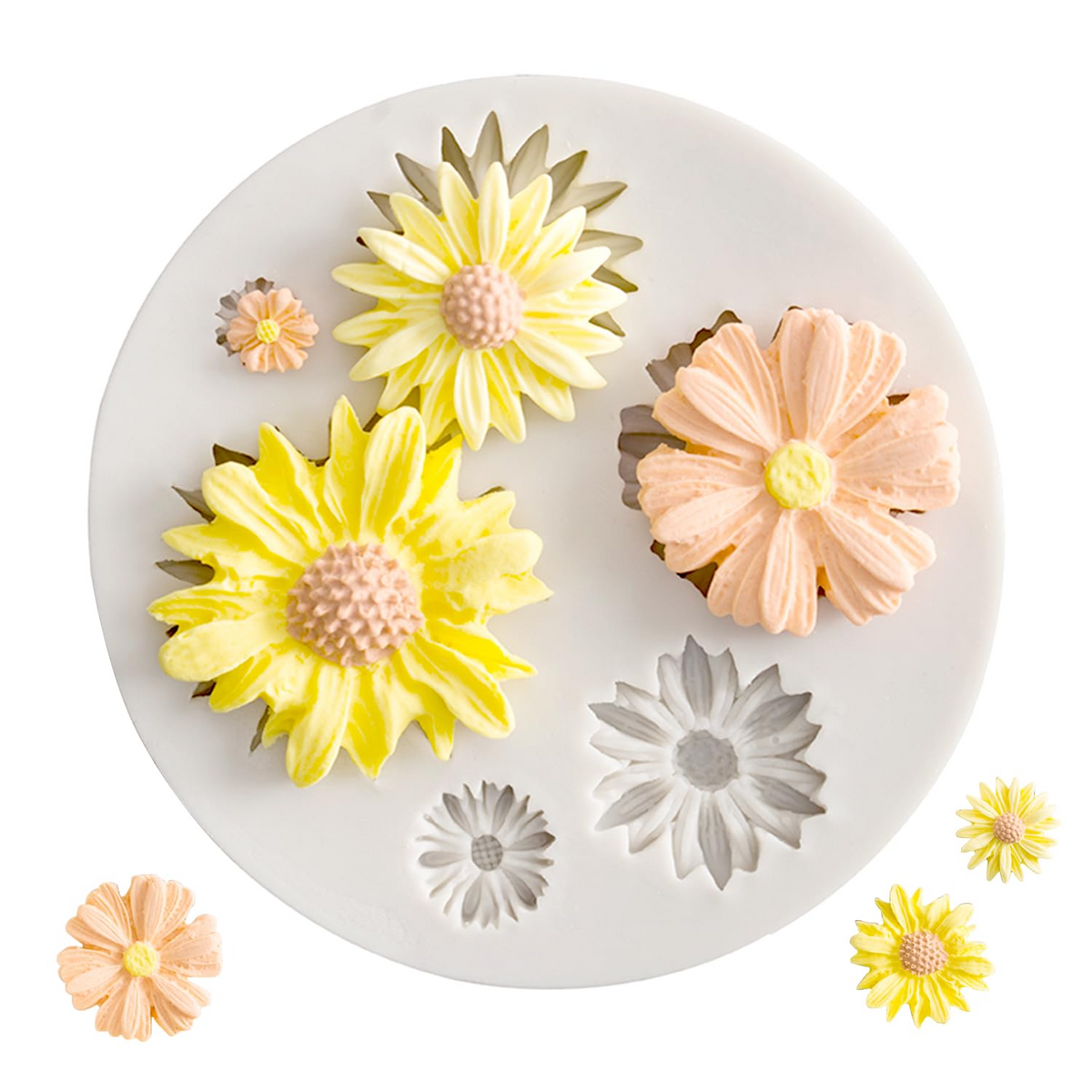 6 Cavity Multi Design Flower Silicone Mould for Fondant Chocolate Cake Decoration