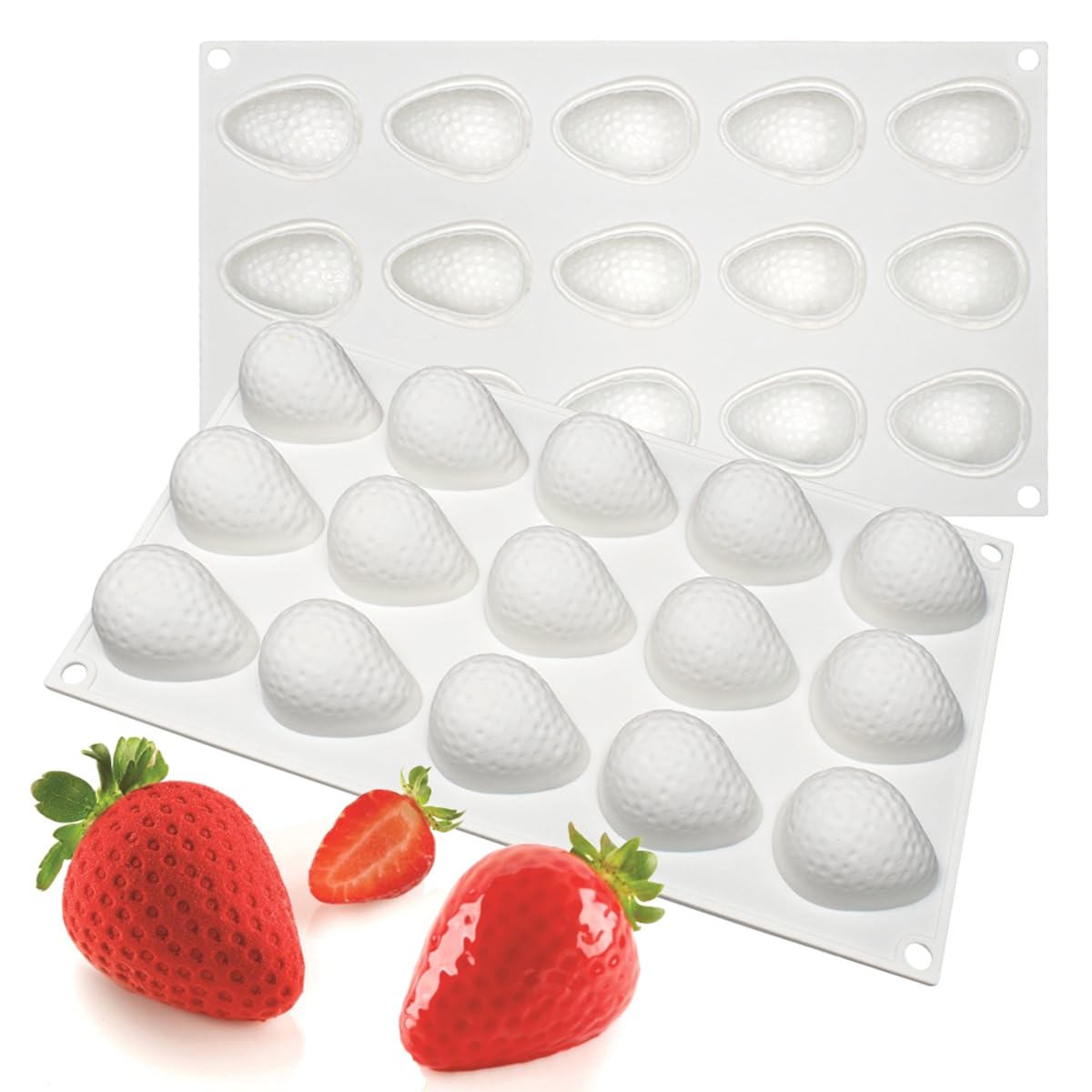 15 Cavity 3D Strawberry Shape Silicone Mould Chocolate Jelly Pudding Ice Cream